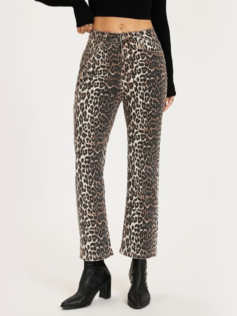🐆✨ NWT Leopard Print Straight Leg Jeans Size 18 - Picture 7 of 8